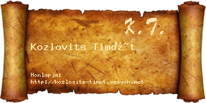 Kozlovits Timót névjegykártya
